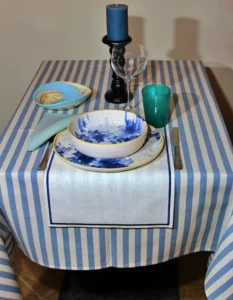 Tessili Hotel 5 Rustica azzurro riga larga